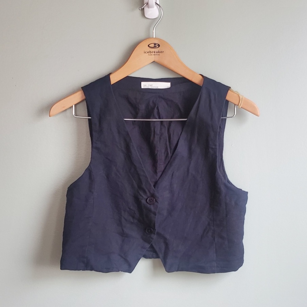 Linen blend suiting vest